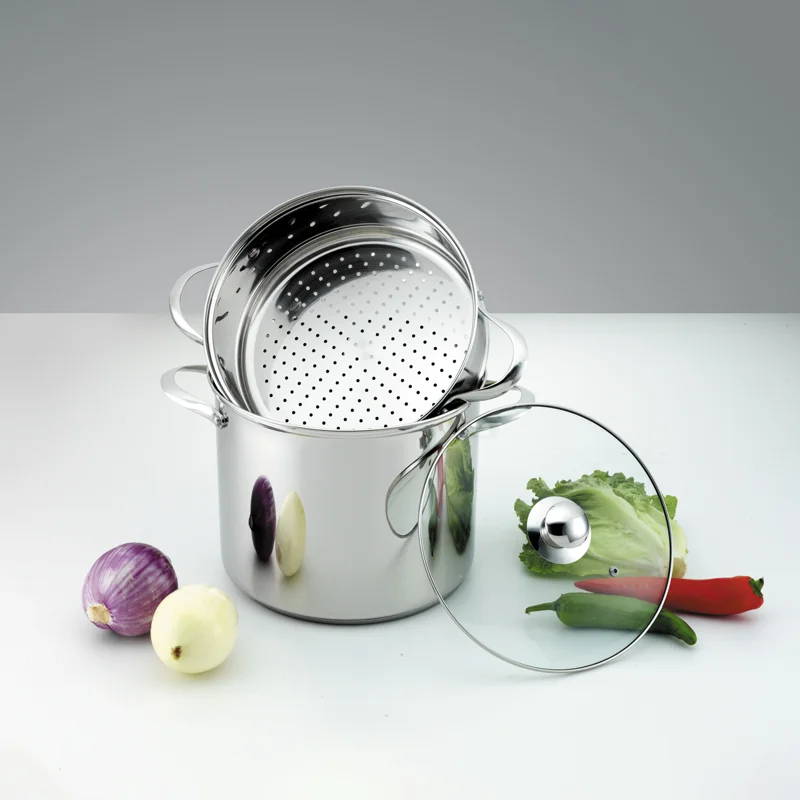 stainless steel pot with steamer