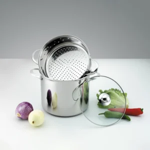 stainless steel pot with steamer