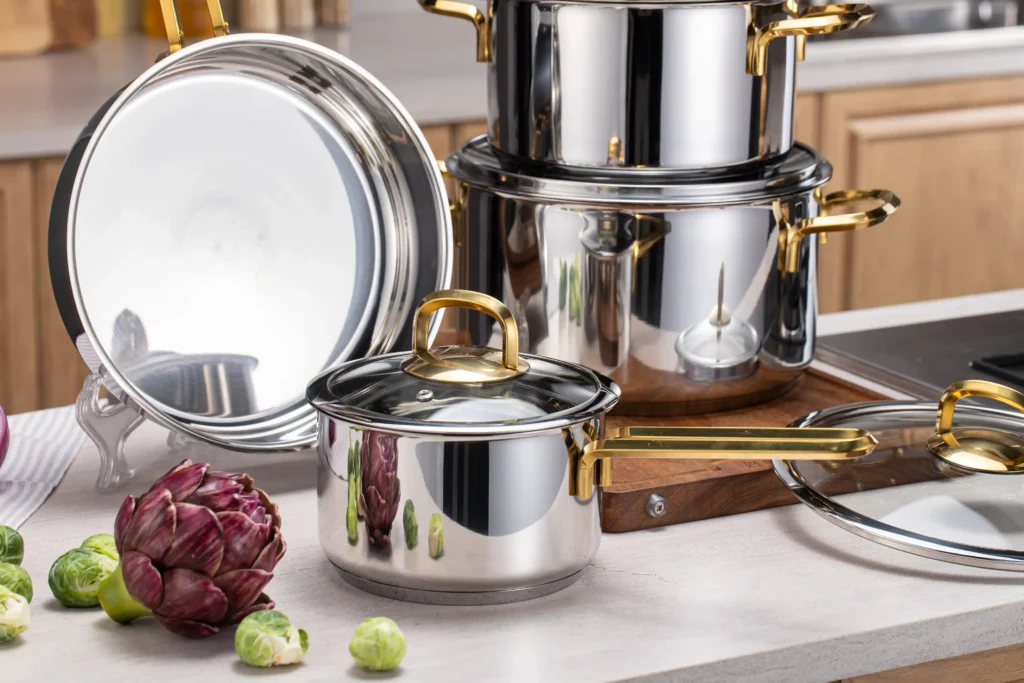 Encapsulated Bottom Stainless Steel Cookware sets saucepan