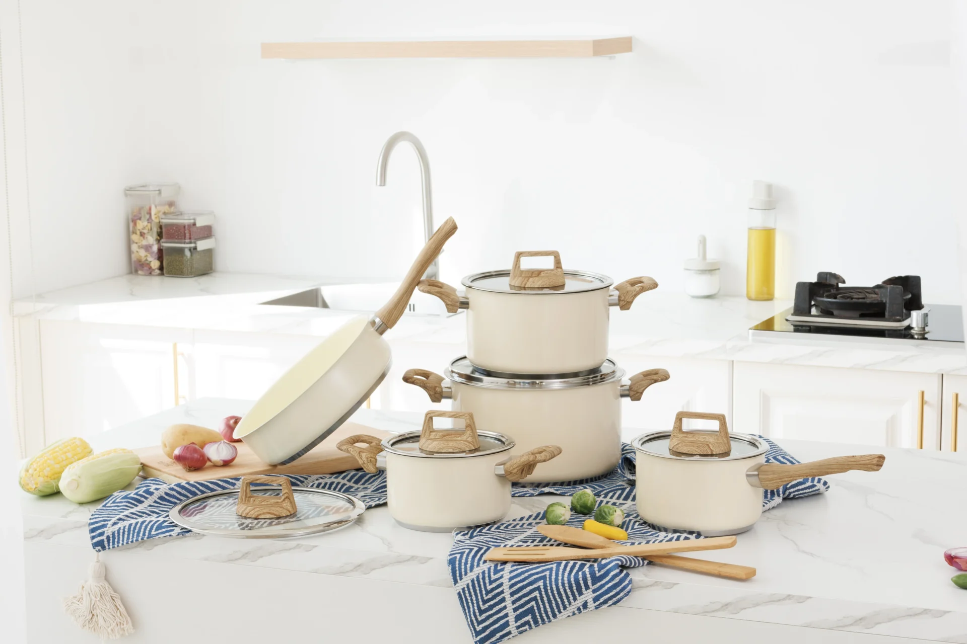 set of ceramic cookware