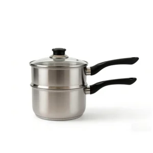 saucepan with steamer basket