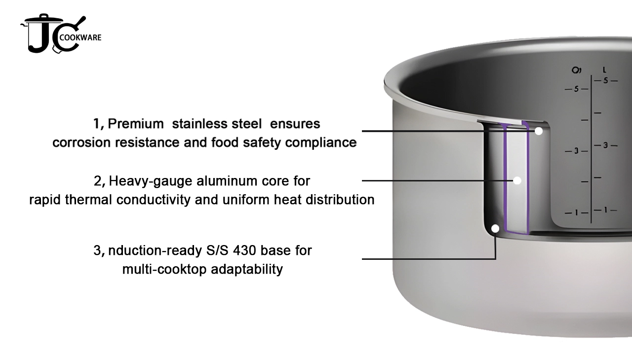 Cross section of tri ply whole clad construction