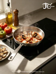 food sticking stainless steel pan